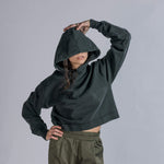 LOGO Embroidery Cropped Hoodie in Vintage Black