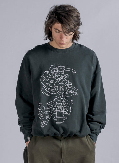 HEART AND BONES Crewneck in Vintage Black