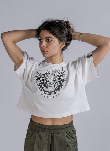 BEEF Cropped Tee in White