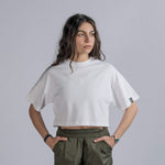 LOGO Embroidery Cropped Tee in White