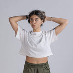 LOGO Embroidery Cropped Tee in White